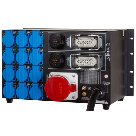 Briteq PD-63SH/GERMAN - Distribuidor de corriente trifásico 63A con salidas Socapex, Harting y Schuko