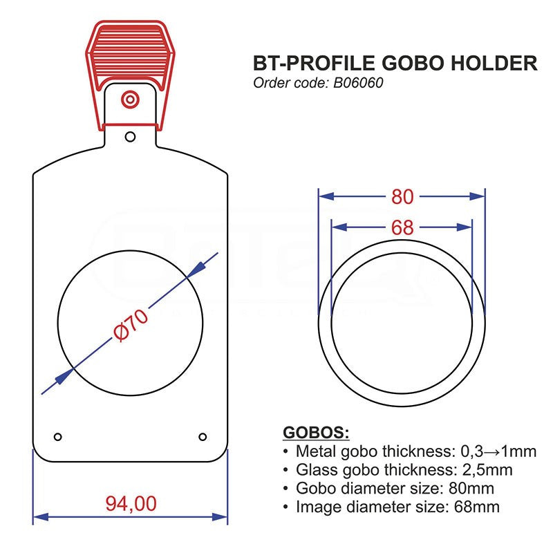 Briteq BT-PROFILE GOBO HOLDER - Soporte Portagobos Profesional para Recorte LED 6C20