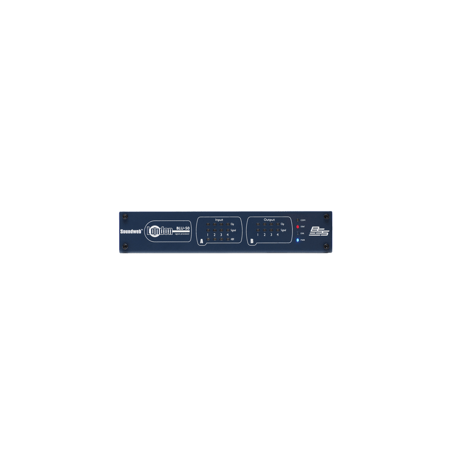BSS BLU-50 - Procesador de señal 4×4 con BLU link (medio rack, PoE+) - Tempo Shop