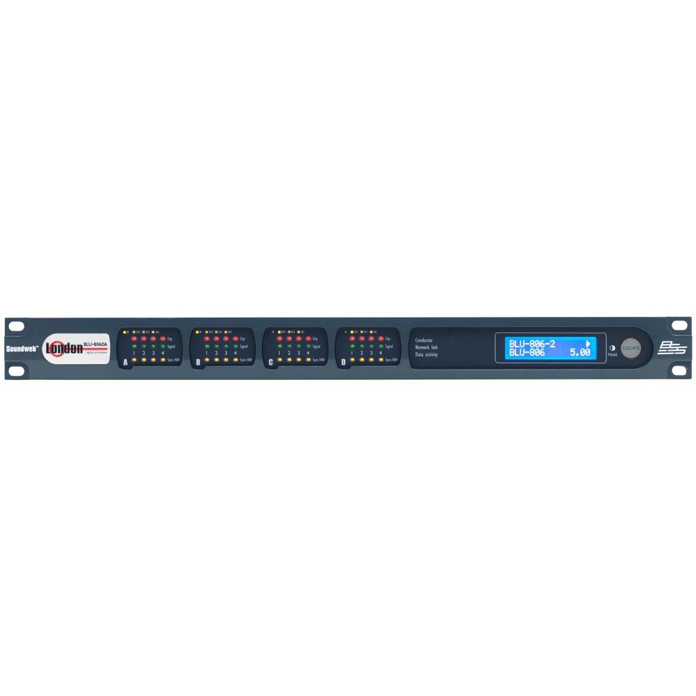 BSS BLU-806 - Procesador de señal con Dante™/AES67 y BLU link (4 ranuras, 1U) - Tempo Shop