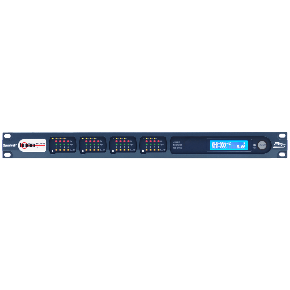 BSS BLU-806 - Procesador de señal con Dante™/AES67 y BLU link (4 ranuras, 1U) - Tempo Shop
