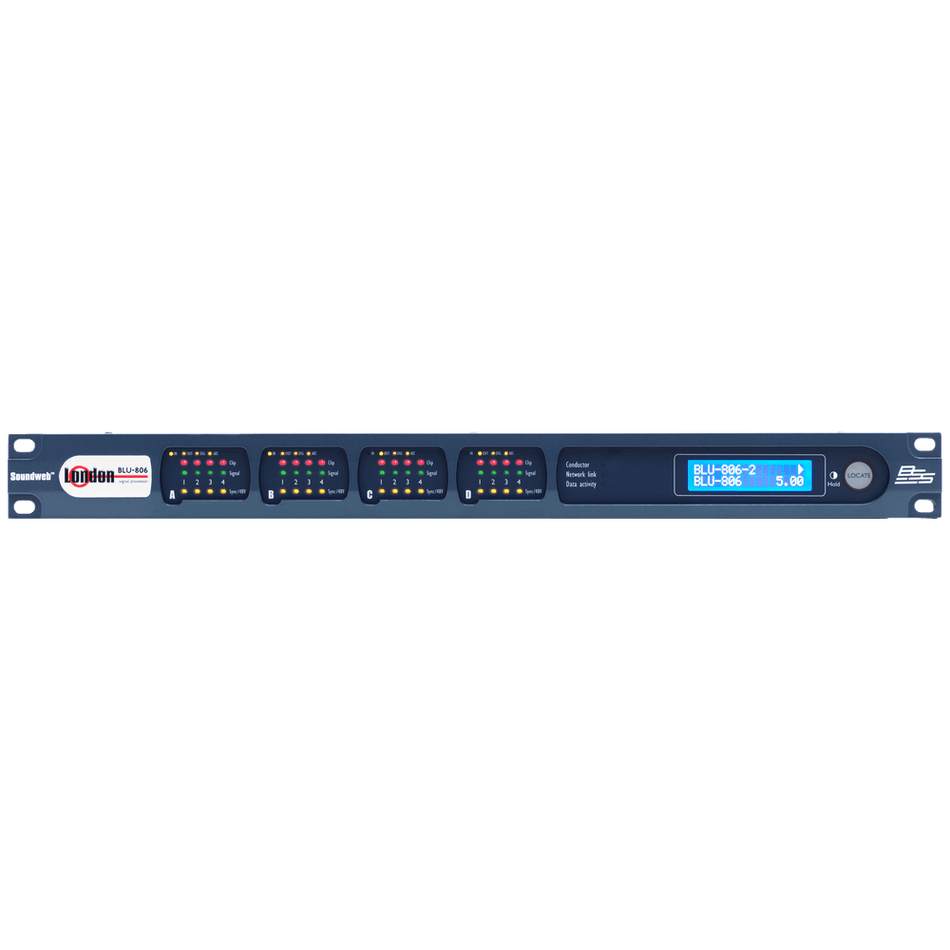 BSS BLU-806 - Procesador de señal con Dante™/AES67 y BLU link (4 ranuras, 1U) - Tempo Shop