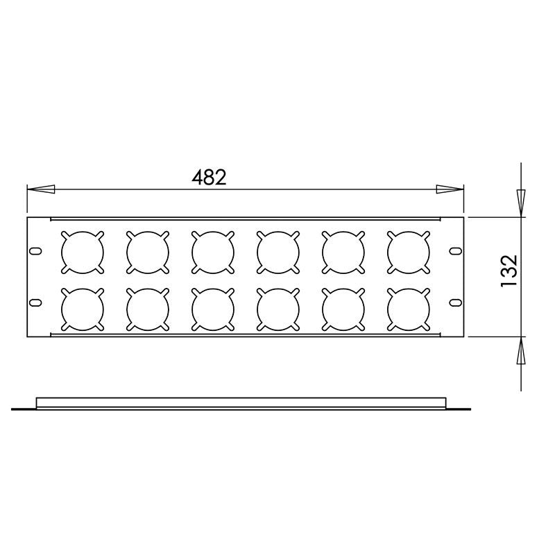 FactorRACK Carátula 12 Schukos 3U - Panel para Rack 19 Pulgadas