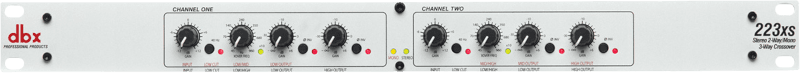 dbx 223xs - Crossover estéreo de 2 vías / mono de 3 vías con XLR y filtros Linkwitz–Riley de 24 dB/oct