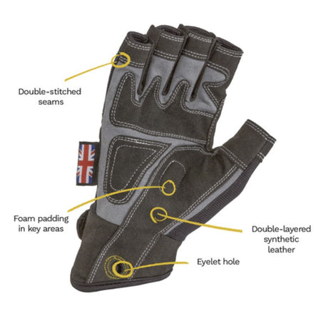 Dirty Rigger Comfort Fit Fingerless - Guantes de trabajo sin dedos Talla M