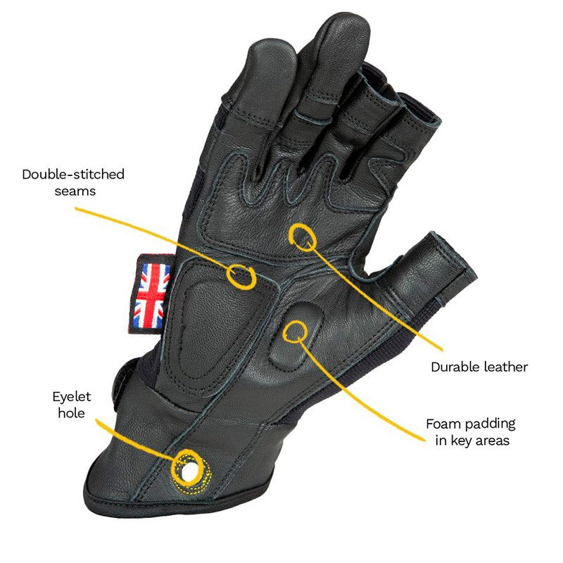 Dirty Rigger Leather Grip 3.0 Framer - Guantes de 3 Dedos Cortados