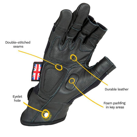 Dirty Rigger Leather Grip 3.0 Framer - Guantes de 3 Dedos Cortados
