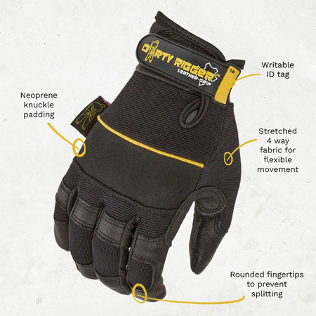 Dirty Rigger Leather Grip Full Finger V3 - Guantes Profesionales de Piel