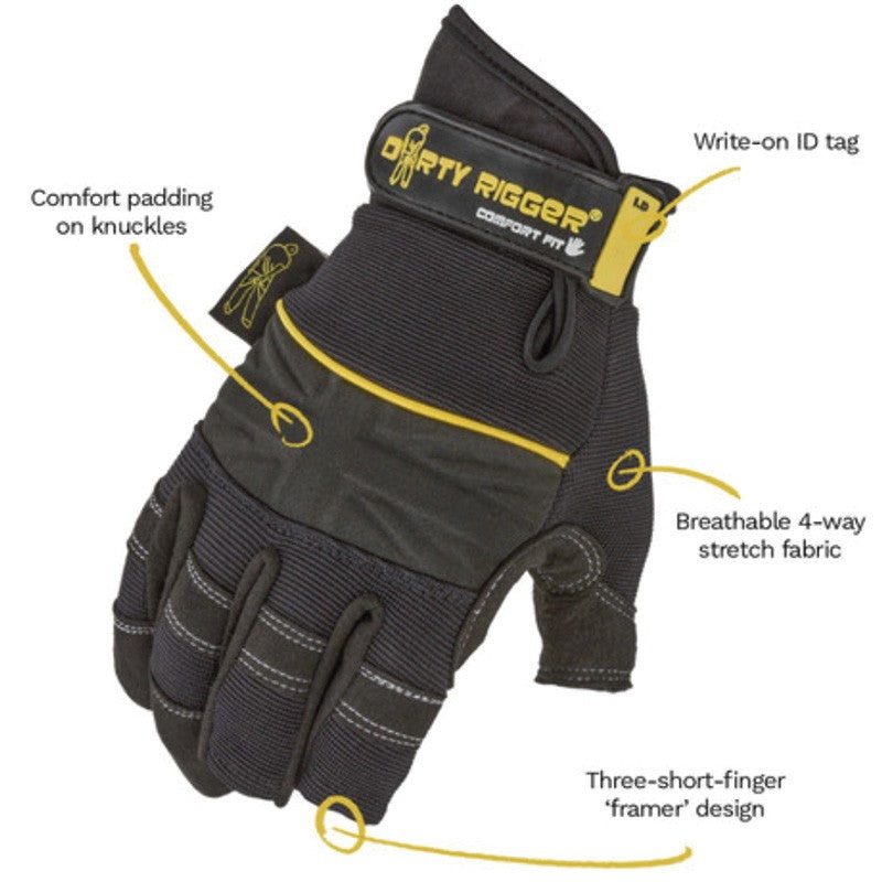 Dirty Rigger Comfort Fit Framer - Guantes con 3 dedos libres - Tempo Shop