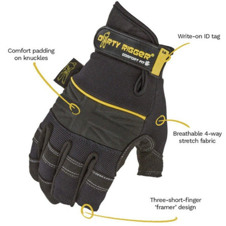 Dirty Rigger Comfort Fit Framer - Guantes con 3 dedos libres - Tempo Shop