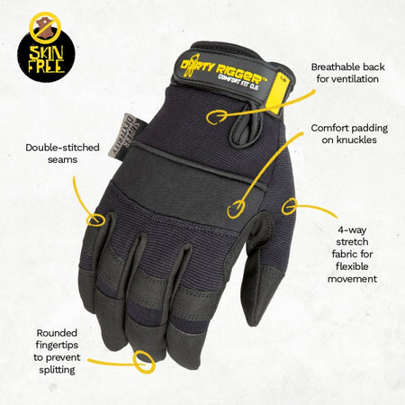 Dirty Rigger Comfort Fit 0.5 - Guantes Ligeros de Alta Destreza Talla M