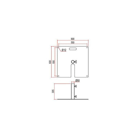 Doughty BASE SUELO 600 x 600mm - Soporte Metálico Escénico