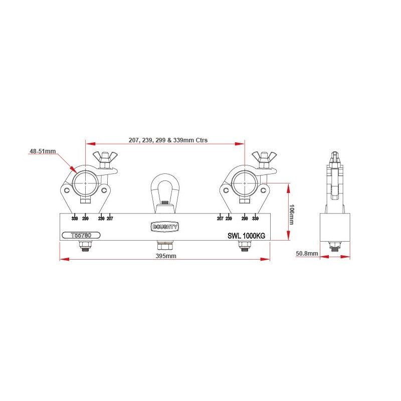 Doughty Adaptador Truss 1000 Kg - Soporte elevación de aluminio - Tempo Shop