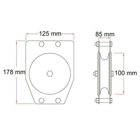 Doughty T42812 - Polea Estándar de 3 Vías para Cable de Acero 100 mm - Tempo Shop
