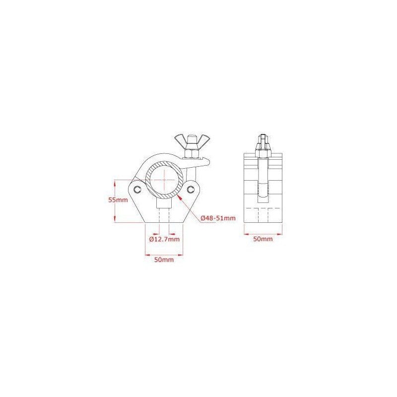 Doughty T57000 - Abrazadera simple color plata para tubo 50 mm - Tempo Shop