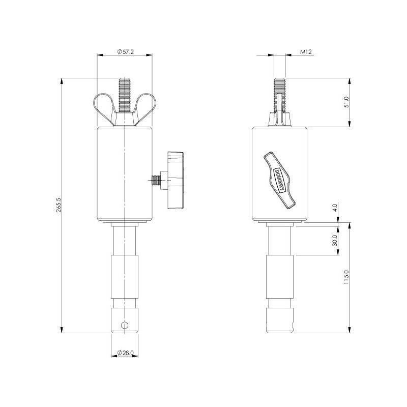 Doughty SPIGOT ROLLER RACE TV - Adaptador de 28 mm para Trípodes
