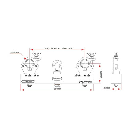 Doughty Adaptador Truss 1000 Kg - Soporte elevación de aluminio