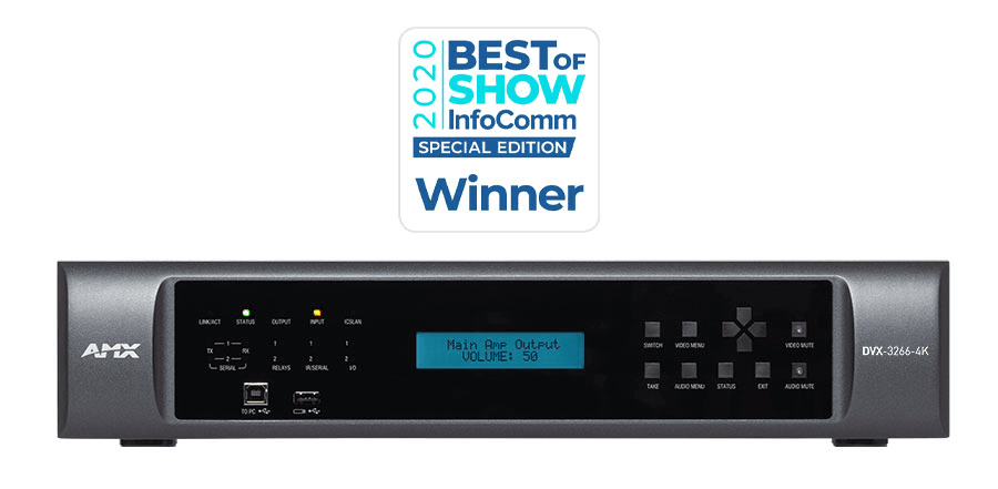 AMX DVX-3266-4K - Conmutador de Presentación Todo en Uno 8x4+2 4K60 4:4:4