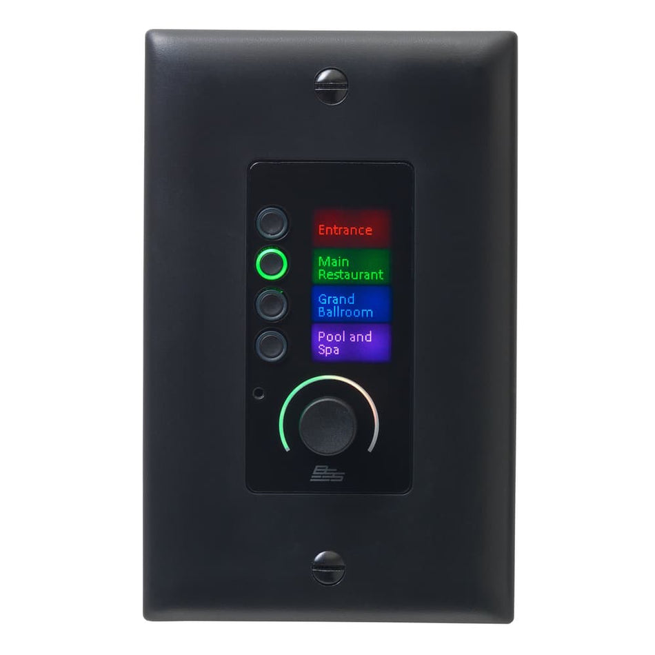 BSS EC-4BV-BLK - Controlador Ethernet con 4 botones y control de volumen (negro)