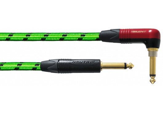 Cordial ECLBLIGHT-EDI-3PRG-S - Cable de instrumento profesional con Silent Plug, verde UV, 3 metros