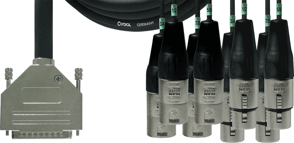 Cordial ECLCFD3DFMY - Sub-D/4 XLR male + 4 XLR female interface cable 3 m