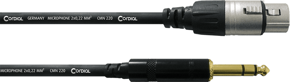 Cordial ECLCFM6FV - Cable de Audio Profesional XLR Hembra a Jack Estéreo de 6 metros