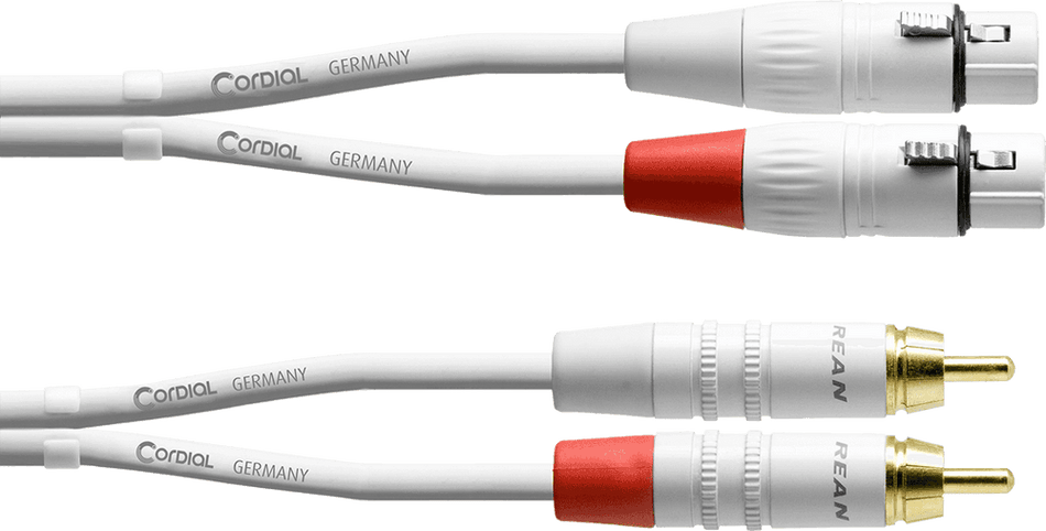 Cordial ECLCFU3FC-SNOW - Dual XLR/RCA Female Audio Cable 3m White