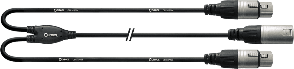 Cordial ECLCFY03MFF - Cable Divisor Y de Audio XLR Macho a 2 XLR Hembra 30 cm