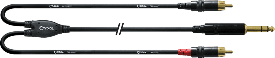 Cordial ECLCFY09VCC - Stereo jack/2 RCA Y cable, 90 cm