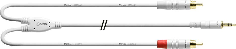 Cordial ECLCFY3WCC-LONG-SNOW - Cable Adaptador en Y Minijack Estéreo a 2 RCA, 3 metros, Blanco