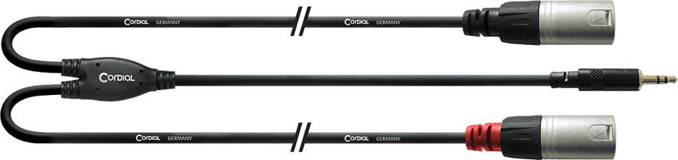 Cordial ECLCFY3WMM - Cable Y de Audio Minijack Estéreo a 2 XLR Macho, 3 metros