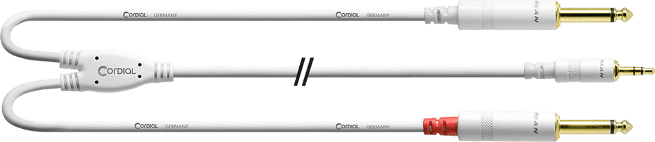 Cordial ECLCFY6WPP-SNOW - Cable Y Adaptador de Minijack Estéreo a 2 Jack Mono de 6m en color Blanco