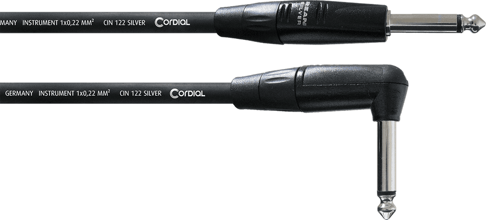 Cordial ECLCII3PR - Cable para Instrumento Jack Recto a Jack Acodado de 3 metros