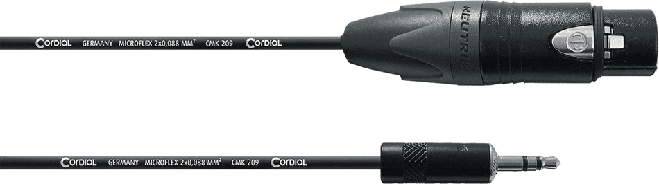 Cordial ECLCPM15FW-UNB - Cable de Audio XLR Hembra a Minijack Estéreo No Balanceado de 1,5 m