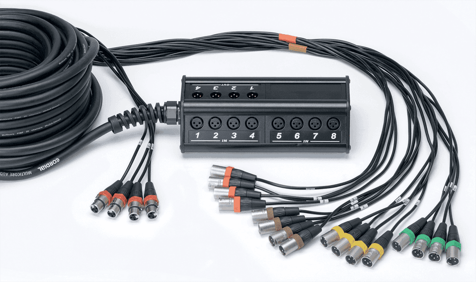 Cordial ECLCYB16-4C - 16-input, 4-output XLR stage box, 30m cable