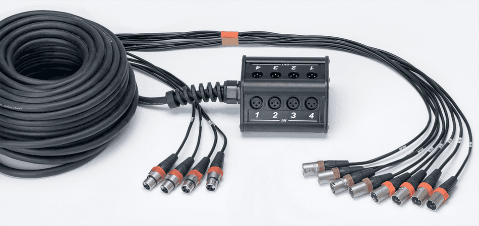 Cordial ECLCYB8-4C15 - Caja de Escenario XLR de 8 Entradas y 4 Salidas con Cable de 15 m