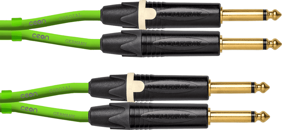 Cordial ECLDJ-JK15G - Cable de Audio Doble Jack Mono 1,5m Verde