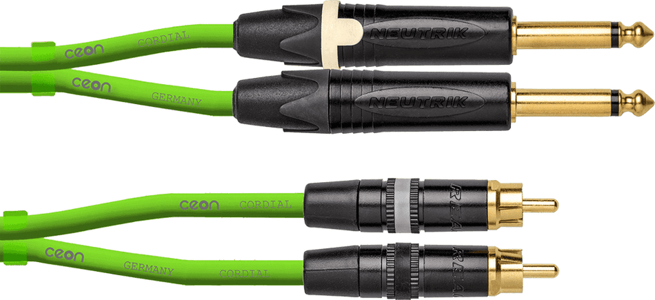 Cordial ECLDJ-JKRCA15G - Cable de Audio Profesional Jack a 2xRCA (1,5m)