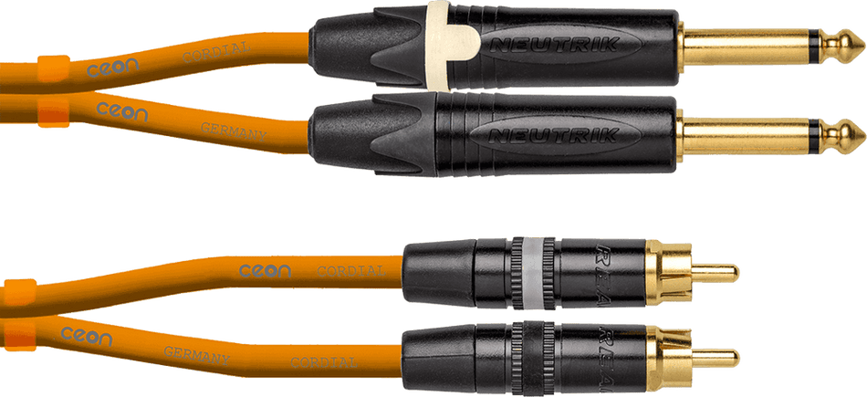 Cordial ECLDJ-JKRCA3O - Cable de Conexión Profesional Jack a RCA de 3 metros