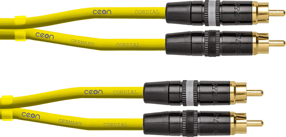 Cordial ECLDJ-RCA15Y - Cable de Audio Profesional RCA a RCA (1.5m, Amarillo)