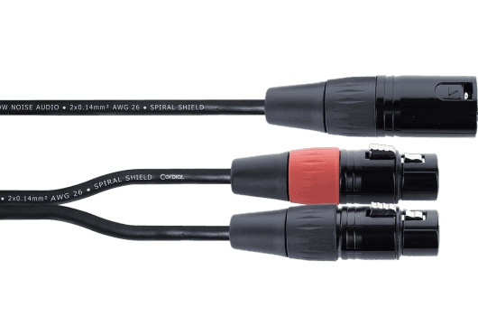 Cordial ECLEY03MFF - Cable Divisor Y de Audio Profesional XLR Macho a 2 XLR Hembra 0.3m