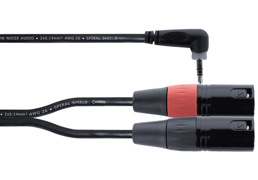 Cordial ECLEY15WRMM - Cable Divisor Y de 3.5mm TRS acodado a 2 XLR Macho