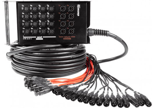 Cordial ECLEYB16-8C30 - Caja de Escenario Profesional 16/8 con 30 metros de Manguera