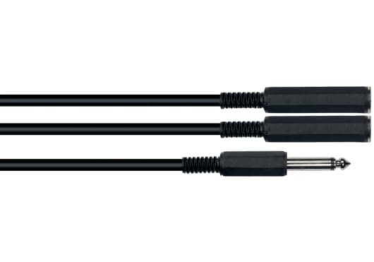 Yellow Cable ECO B2F - Adaptador en Y 2× jack 6,35 mm (¼”) hembra a jack 6,35 mm mono macho (5 cm)