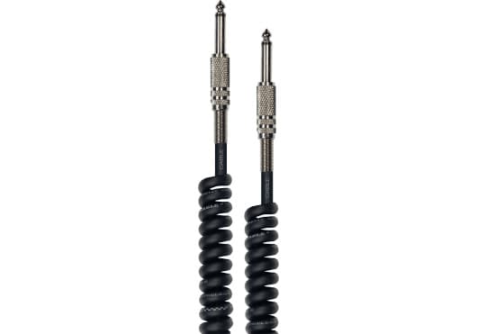 Yellow Cable ECOG46T - Cable de instrumento rizado (coiled) con 2 jacks 6,35 mm TS rectos. Alcance hasta 6 m