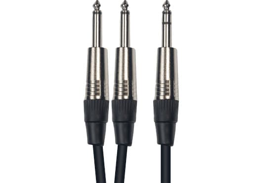 Yellow Cable ECOK05-3 - Cable Y de 2 jacks mono (TS) macho a jack estéreo (TRS) macho, 6,35 mm, 3 m