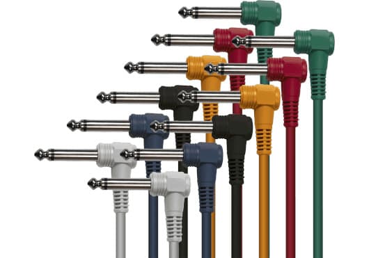 Yellow Cable ECOP030C-6 - Set of 6 colored patch cables with angled mono jack connectors. 30cm