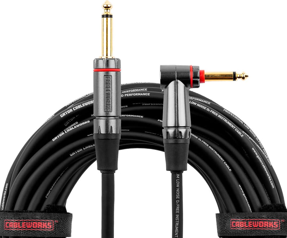 Gator Cableworks EGCGCWH-INS-10RAQT - Straight Jack/Elbow Jack Instrument Cable (with silent) - 3 m