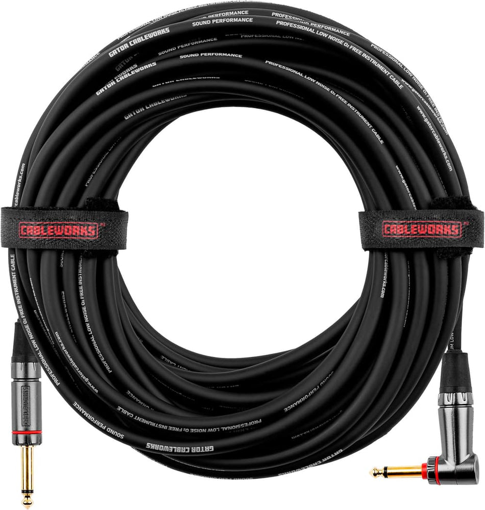 Gator Cableworks EGCGCWH-INS-30RAQT - Straight Jack/Elbow Jack Instrument Cable (with Silent) - 9 m
