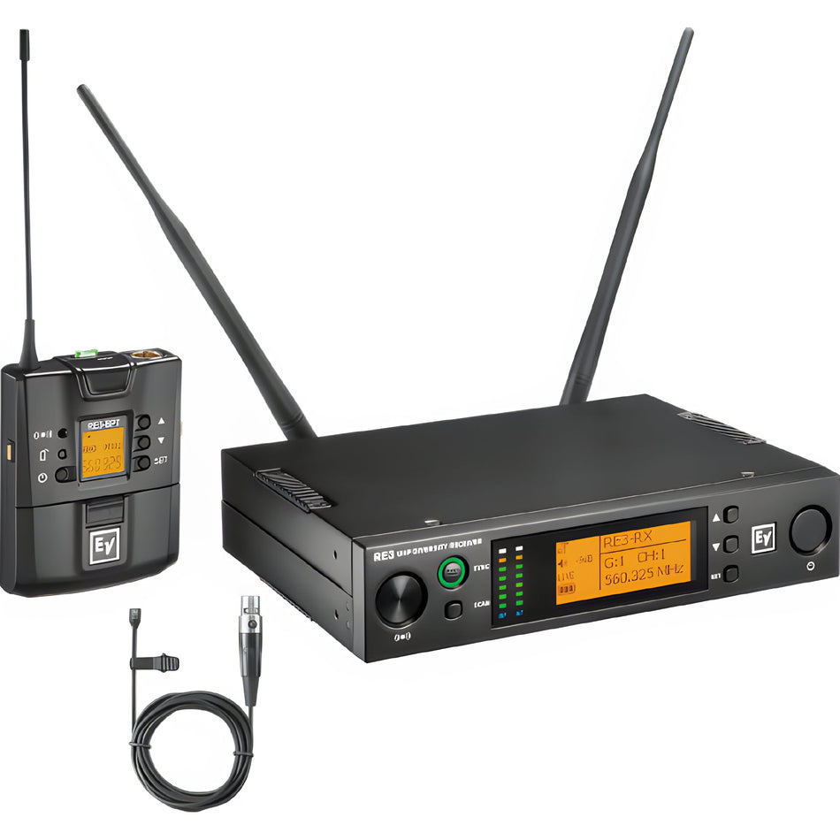 ELECTRO - VOICE RE3 - BPOL - 5H - Conjunto inalámbrico formado por trasmisor de petaca y micrófono de de solapa omnidireccional OL3. 560 - 596 MHz (banda 5H) - Tempo Shop